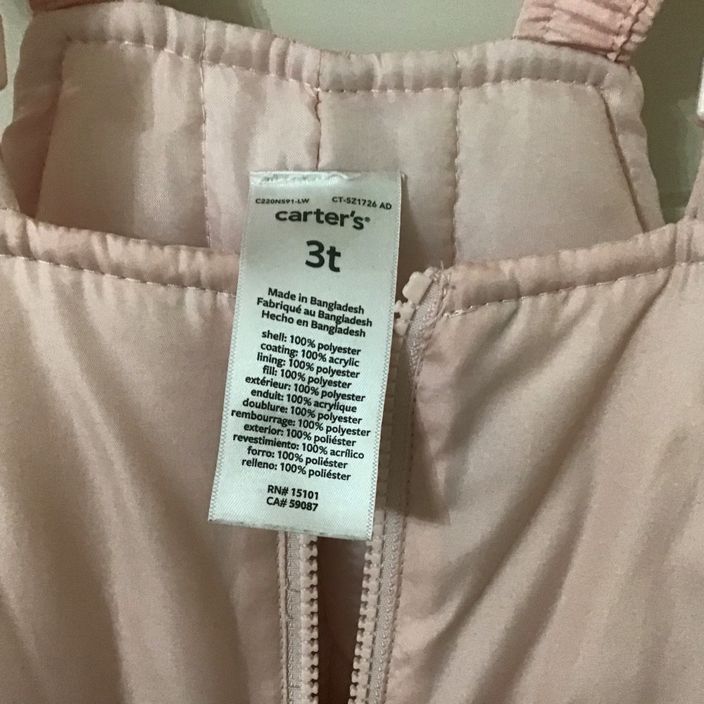 💗 3T Pink Snow Bibs – Great Condition | Carter’s - Picture 2 of 3